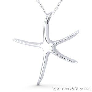 Starfish Ocean Sealife Charm Pendant in .925 Sterling Silver